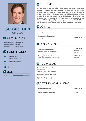 Psikolog CV Örnekleri cv indir